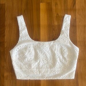 Joie White Eyelet Crop Top - Small